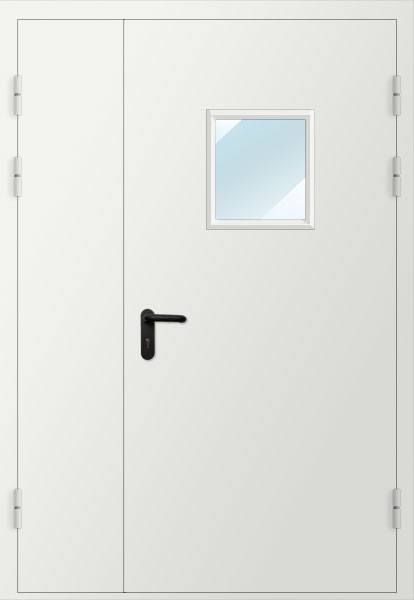 Дверь двупольная металлическая рентгенозащитная 0,5 Pb с остеклением