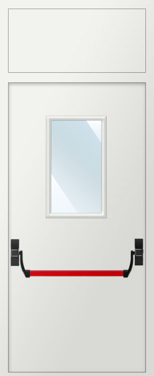 Дверь противопожарная металлическая остекленная EIS60 300х600 с фрамугой и антипаникой