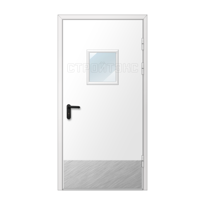 Дверь металлическая рентгенозащитная 1,0 Pb с остеклением и накладкой из нержавеющей стали