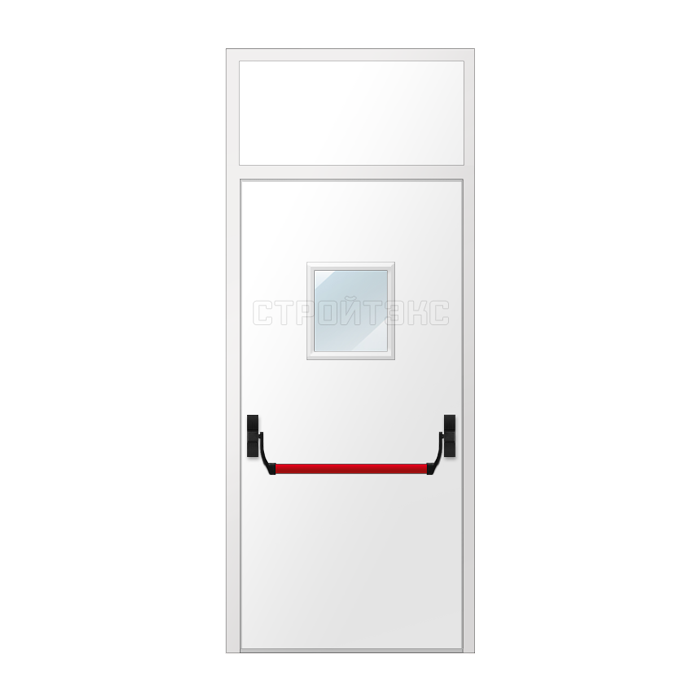 Дверь противопожарная металлическая остекленная EIS60 300х400 с фрамугой и антипаникой