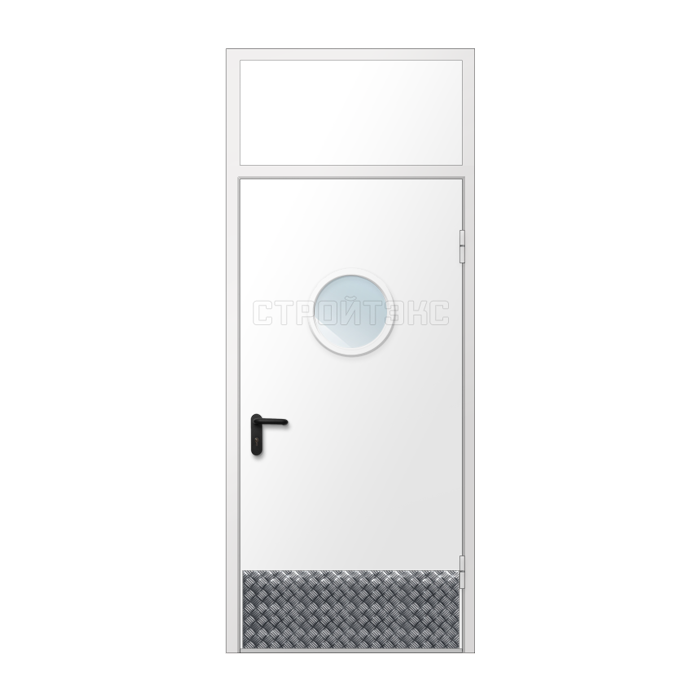 Дверь противопожарная металлическая остекленная EIS60 D300 с накладкой из алюминия