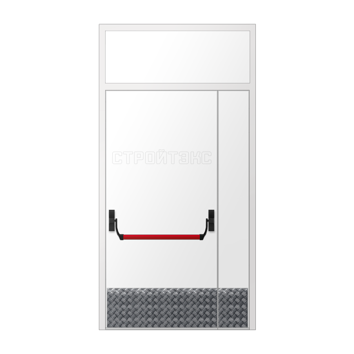 ДПМ-2 EIS60 дверь двупольная Антипаника с фрамугой и накладкой из алюминия