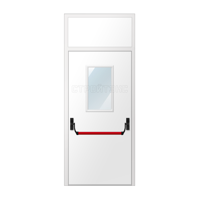 Дверь противопожарная металлическая остекленная EIS60 300х600 с фрамугой и антипаникой